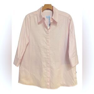 Perlavera NWT Sz S Soft Pink Classic Button Down Relaxed Palm Beach Tunic